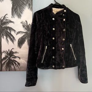 We the Free, Free People, Soft Velvet Black Button up Jacket